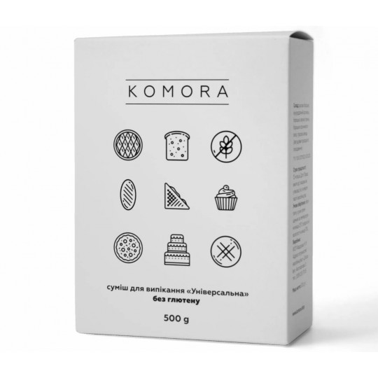 Смесь для выпечки "Универсальная" без глютена 500 грамм - Komora Смесь для выпечки "Универсальная" без глютена 500 грамм - Komora